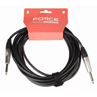 Кабель гитарный FORCE FGC-09/61/4" TS Jack - 1/4" TS Jack, высококачественный, малошумящий с проводниками из безкислородной меди OFC, диаметр 6 мм, профессиональные металлические разъемы, длина 6 м