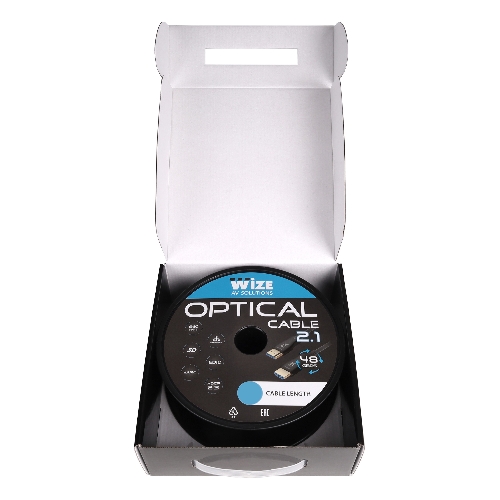 Кабель HDMI Wize AOC-8K-HM-HM-15M оптический, 15 м, 8K/60HZ 4:4:4, v.2.1, ARC, 19M/19M, HDCP 2.2, Ethernet, черный, коробка