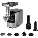 Мясорубка электрическая Rondell RDE-1458 серый, 3000 Вт, 3.5 кг/мин, реверс, защита от перегрузки, металлический лоток, насадки - 5
