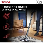 Пылесос вертикальный Tefal TY6838WO серый/фиолетовый, питание от аккумулятора, 100 Вт, уборка сухая, пылесборник 0.55 л