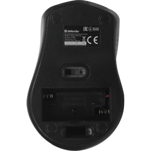 Мышь беспроводная Defender Datum MM-265 черный, 1600 dpi, радиоканал, USB, кнопки - 4