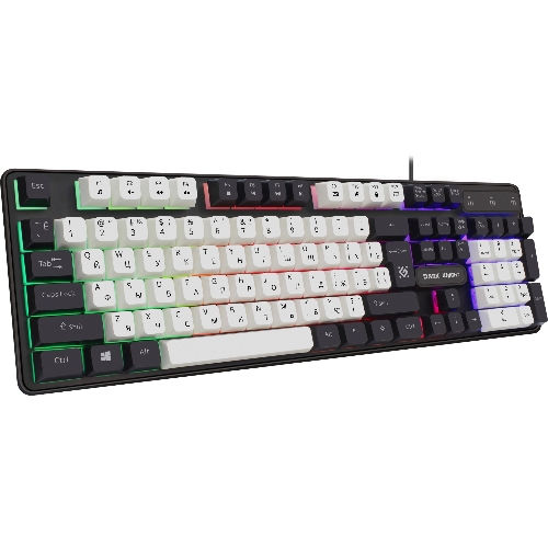 Клавиатура проводная Defender Dark Knight R GK-077, USB, черный/белый