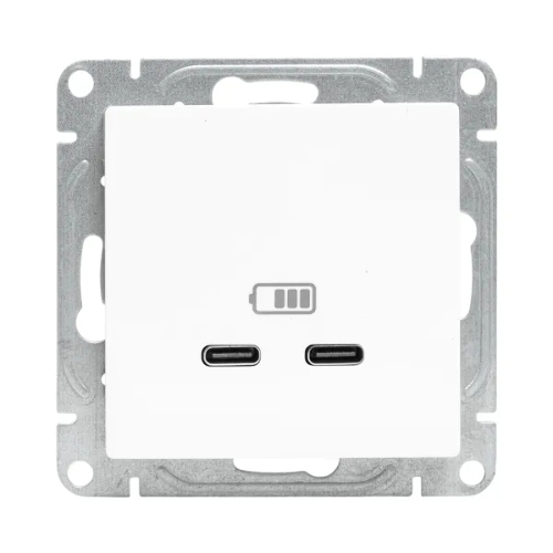 Розетка 2-м СП Эпика USB-C механизм бел. EKF UP1-SOW-2USBC