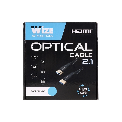 Кабель HDMI Wize AOC-8K-HM-HM-15M оптический, 15 м, 8K/60HZ 4:4:4, v.2.1, ARC, 19M/19M, HDCP 2.2, Ethernet, черный, коробка
