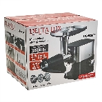 Мясорубка электрическая DELTA LUX DE-602MS черный, 3600 Вт, 2.5 кг/мин, реверс, защита от перегрузки, насадки - 6