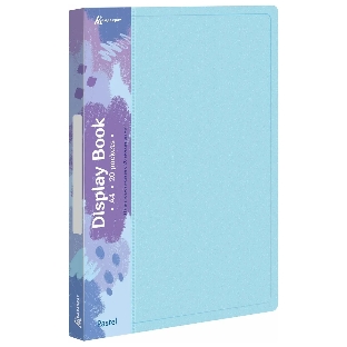 Папка с 20 прозрачными вкладками Бюрократ Pastel PAST20BLUE A4, пластик, 0.5мм, торцевой карман с бумажной вставкой, голубой