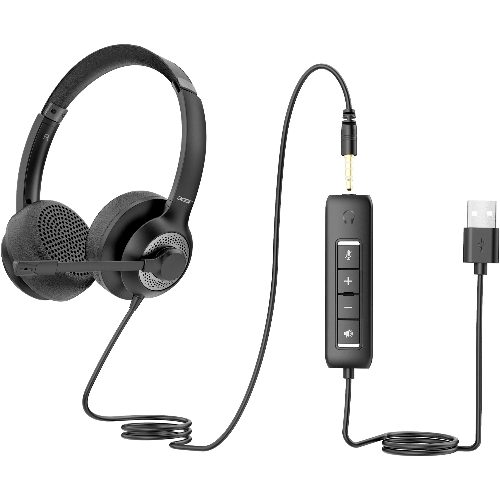 Гарнитура Acer OHW309 чёрный, проводная, USB/mini jack 3.5 мм
