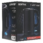 Чайник электрический Centek CT-0020 черный металл 1.7 л, 2200 Вт, бесшовная колба, двойные стенки