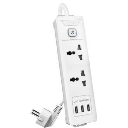 Сетевой фильтр универсальный Deli ET407/3 розетки + 3USB, 2 м