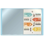 Папка с 20 прозрачными вкладками Бюрократ Pastel PAST20BLUE A4, пластик, 0.5мм, торцевой карман с бумажной вставкой, голубой