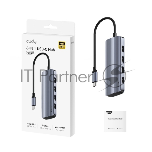 USB-концентратор Cudy UH500, USB Type-C, HDMI + USB-A + USB Type-C port for PD Charging, адаптер/ USB Type-C
