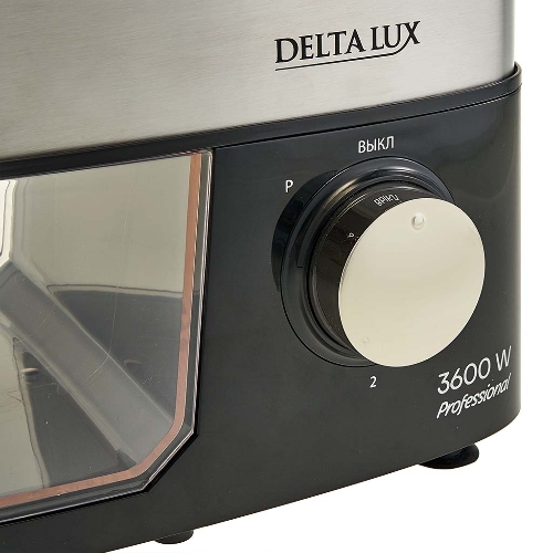 Мясорубка электрическая DELTA LUX DE-602MS черный, 3600 Вт, 2.5 кг/мин, реверс, защита от перегрузки, насадки - 6