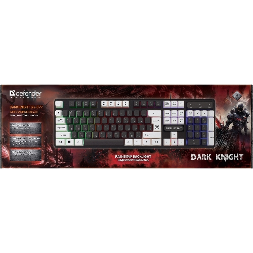 Клавиатура проводная Defender Dark Knight GK-077, USB, черный/белый