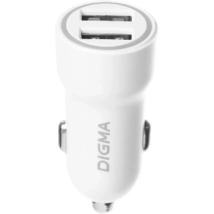 Автомобильное зар./устр. Digma DGC1С 12W 2.4A 2xUSB белый (DGC1C2LX22WH)