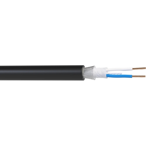 Кабель балансный микрофонный 100 м, 22 AWG, 0.34 мм2, диаметр 6.5 мм, экран, медь 19 x 0.15 мм, черный, бухта