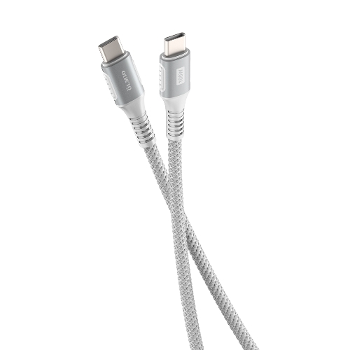 Кабель OLMIO PD100, Type-C - Type-C, PD 100W, USB2.0, 1.2м, тканевая оплетка, белый