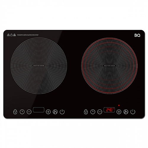 Индукционная плитка BQ HP105W Black-Silver, Мощность 3500 Вт (2000 Вт левая конфорка + 1500 Вт правая конфорка)