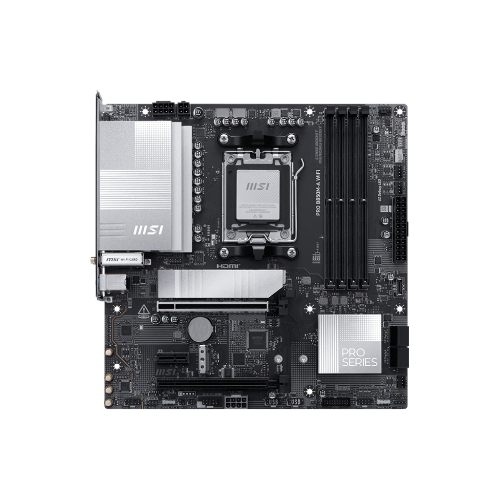 Материнская плата MSI PRO B850M-A WIFI, AM5, AMD B850, 4xDDR5, 4xSATA, 2xM.2, 1xPCIe 5.0 x16, 1xPCIe 4.0 x4, 1xPCIe 3.0 x1, 1xDP, 1xHDMI, 1x5Gb LAN, Wi-Fi 7, Bluetooth 5.4, 2xUSB-C 10Gbps, 3xUSB-A 10Gbps, 3xUSB-A 5Gbps, 4xUSB-A 2.0, 3x3.5 мм, 7.1, mATX