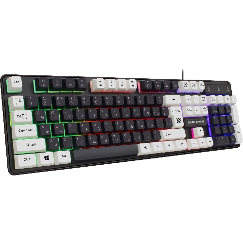 Клавиатура проводная Defender Dark Knight GK-077, USB, черный/белый