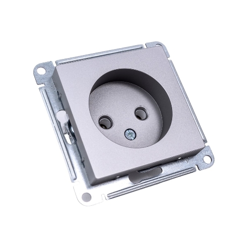 Механизм розетки 1-м СП AtlasDesign 16А IP20 без заземл. сталь SchE ATN000941