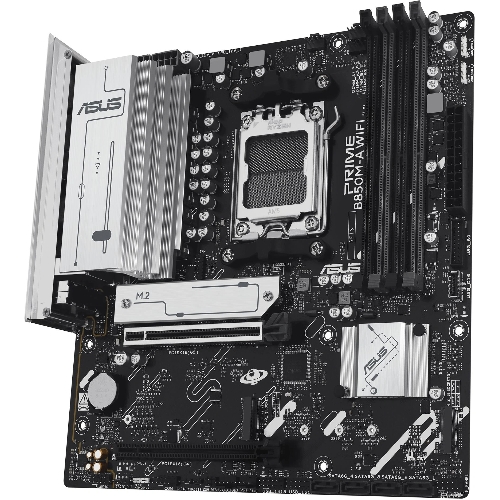 Материнская плата ASUS PRIME B850M-A WIFI, AM5, AMD B850, 4xDDR5, 4xSATA, 3xM.2, 1xPCIe 5.0 x16, 1xPCIe 4.0 x16, 1xHDMI, 2xDP, 1x2.5Gb LAN, Wi-Fi 6E, Bluetooth 5.3, 2xUSB-A 10Gbps, 2xUSB-A 5Gbps, 4xUSB-A 2.0, 3x3.5 мм, 7.1, mATX