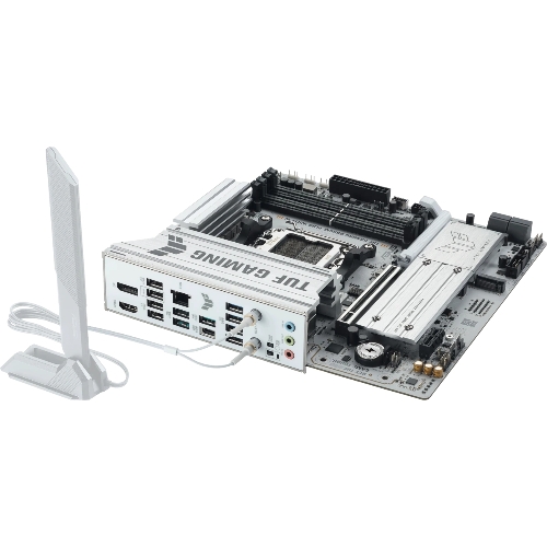 Материнская плата Asus TUF GAMING B850M-PLUS WIFI7 W, AM5, AMD B850, 4xDDR5, 4xSATA, 3xM.2, 1xPCIe 5.0 x16, 1xPCIe 3.0 x1, 1xDP, 1xHDMI, 1x2.5Gb LAN, Wi-Fi 7, Bluetooth 5.4, 1xUSB-C 20Gbps, 3xUSB-A 10Gbps, 4xUSB-A 5Gbps, 4xUSB-A 2.0, 5x3.5 мм, 7.1, mATX