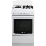 Плита комбинированная De Luxe 506022.03гэ(щ) ЧР-030 белый/черный, конфорок газовых 2 шт и электрических 2 шт, духовка 54 л, 50 см x 85 см x 60 см