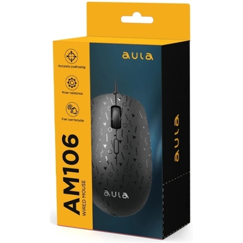 Мышь проводная AULA AM106 черный, 2000 dpi, USB, кнопки - 4
