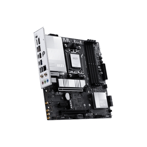 Материнская плата MSI PRO B850M-A WIFI, AM5, AMD B850, 4xDDR5, 4xSATA, 2xM.2, 1xPCIe 5.0 x16, 1xPCIe 4.0 x4, 1xPCIe 3.0 x1, 1xDP, 1xHDMI, 1x5Gb LAN, Wi-Fi 7, Bluetooth 5.4, 2xUSB-C 10Gbps, 3xUSB-A 10Gbps, 3xUSB-A 5Gbps, 4xUSB-A 2.0, 3x3.5 мм, 7.1, mATX
