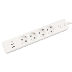 Бытовой удлинитель PowerCube, 4 р с/з вык., 3USB, 3500 Вт, 16А, 1.9 м, 3x1,0 (белый) PC-6-2M