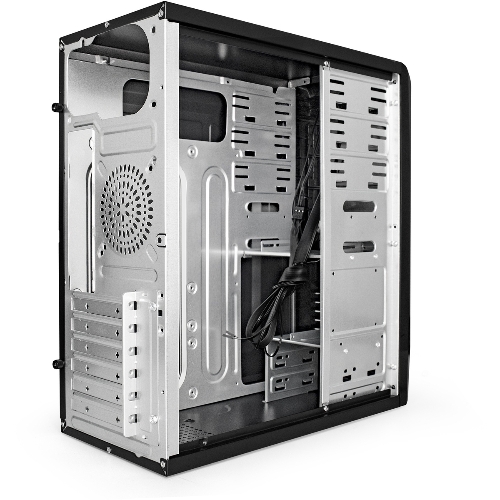 Компьютерный корпус Miditower ExeGate CP-601-UNS400 (ATX, БП UNS400 с вент. 12см, 2*USB, аудио, черный)