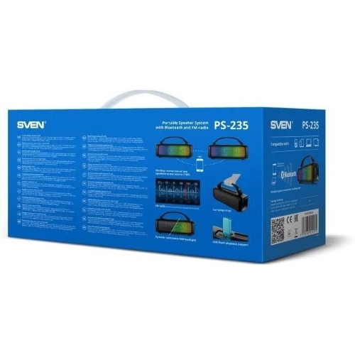 Портативная колонка SVEN PS-235 черный 12W 2.0 BT 3600mAh