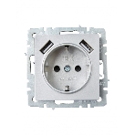 Розетка 1-местная IEK BRITE РЮш10-1-БрА (BR-R14-16-U21-D21-K47) с заземлением, с защитными шторками, 16А, с USB A+A 5В 2,1А, алюминий
