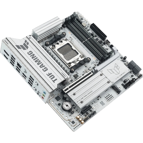 Материнская плата Asus TUF GAMING B850M-PLUS WIFI7 W, AM5, AMD B850, 4xDDR5, 4xSATA, 3xM.2, 1xPCIe 5.0 x16, 1xPCIe 3.0 x1, 1xDP, 1xHDMI, 1x2.5Gb LAN, Wi-Fi 7, Bluetooth 5.4, 1xUSB-C 20Gbps, 3xUSB-A 10Gbps, 4xUSB-A 5Gbps, 4xUSB-A 2.0, 5x3.5 мм, 7.1, mATX