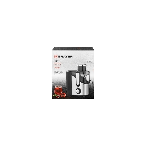 Соковыжималка BRAYER BR1710 серебристый, центробежная, 800 Вт, 350 мл, механическое