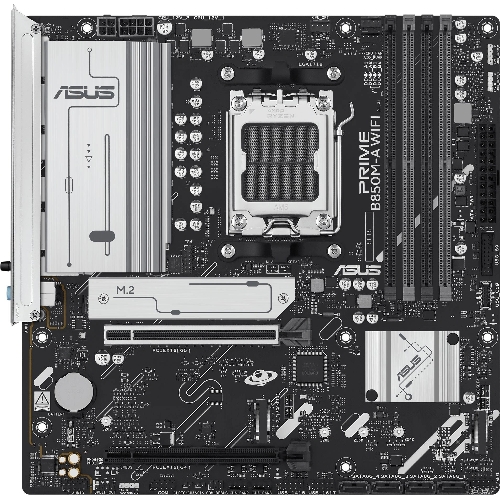 Материнская плата ASUS PRIME B850M-A WIFI, AM5, AMD B850, 4xDDR5, 4xSATA, 3xM.2, 1xPCIe 5.0 x16, 1xPCIe 4.0 x16, 1xHDMI, 2xDP, 1x2.5Gb LAN, Wi-Fi 6E, Bluetooth 5.3, 2xUSB-A 10Gbps, 2xUSB-A 5Gbps, 4xUSB-A 2.0, 3x3.5 мм, 7.1, mATX