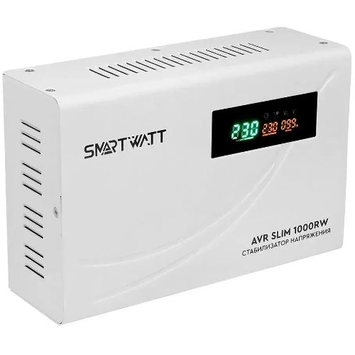 Настенный стабилизатор напряжения SMARTWATT AVR SLIM 1000RW (100W - 260W, 1000VA, 1 кВт, 50 Гц, розеток - 1, LED-дисплей