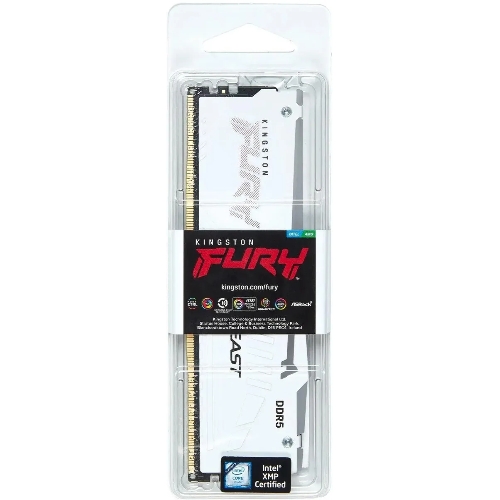 Оперативная память Kingston Fury Beast, DDR5, 32Gb (1x32GB), 5600MHz, CL36, DIMM, радиатор, RGB, белый