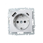 Розетка 1-местная IEK BRITE РЮш11-1-БрА (BR-R14-16-U22-018-K47) с заземлением, с защитными шторками, 16А, с USB A+C 18 Вт, алюминий
