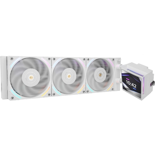 Водяное охлаждение для процессора Thermalright Hyper Vision 360 (360mm, LED, White, ARGB/Fans: 3x120mm, 69CFM, 27dBA, 2150RPM/Pump height 68mm, 6400RPM, Rad thickness 27mm/S: 1700, 1200, 1851, 115X, 2011, 2066, AM5, AM4)