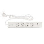 Бытовой удлинитель PowerCube, 4 р с/з вык., 3USB, 3500 Вт, 16А, 1.9 м, 3x1,0 (белый) PC-6-2M