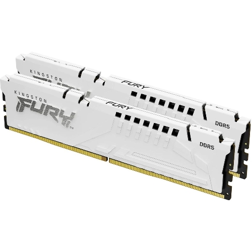 Оперативная память Kingston Fury Beast, DDR5, 32Gb (2x16Gb), 5600MHz, CL40, DIMM, с радиатором, белый