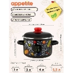 Кастрюля Appetite 1RD221М Healthy food с крышкой, эмалированная сталь 5,5 л