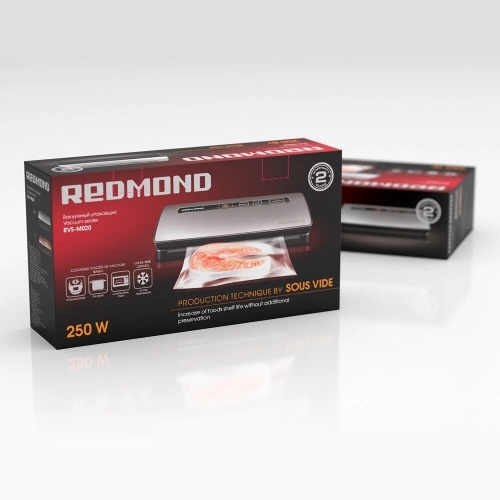 Вакуумный упаковщик Redmond RVS-M020 120Вт серебристый/черный