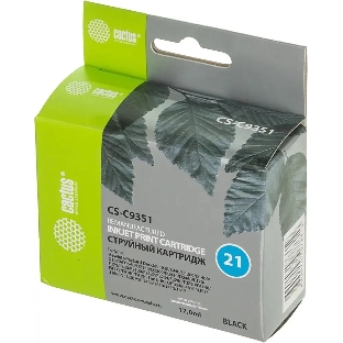 Картридж струйный Cactus CS-C9351 №21 черный (17 мл) для HP DJ 3920/3940/D1360/D1460/D1470/D1560/D2330/D2360/D2430/D2460/F370/F375/F380/F2180/F2187/F2224/F2280/F2290/F4140/F4172/F4180/F4190