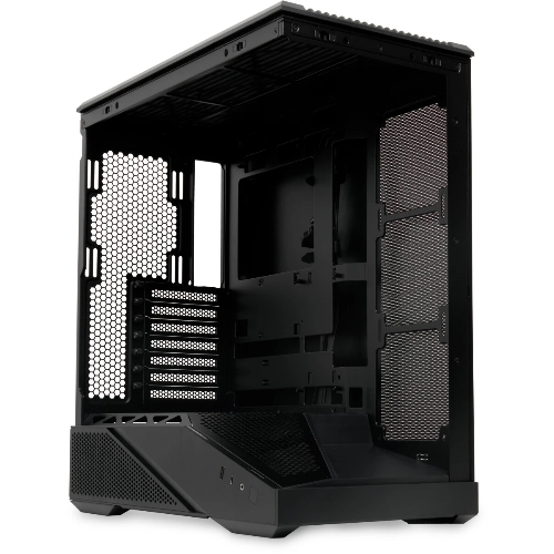 Компьютерный корпус без блока питания HSPD F711-TGbK, Panoramic Full Tower, Black, TG, 0.7 SPCC, no fans ATX, mATX, mITX 190/420/280мм 2x2.5