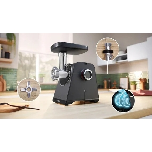 Мясорубка электрическая Bosch MFWS640B черный, 2100 Вт, 3.5 кг/мин, реверс, насадки - 9