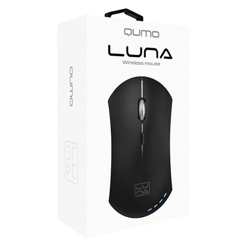 Мышь беспроводная Qumo Office Luna M74 черный, 1600 dpi, радиоканал, USB, кнопки - 6