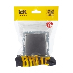 Розетка 1-местная IEK BRITE РСбш10-3-БрС с заземлением, с защитными шторками и крышкой, 16А IP20, сталь