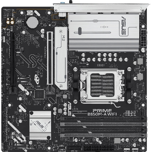Материнская плата ASUS PRIME B850M-A WIFI, AM5, AMD B850, 4xDDR5, 4xSATA, 3xM.2, 1xPCIe 5.0 x16, 1xPCIe 4.0 x16, 1xHDMI, 2xDP, 1x2.5Gb LAN, Wi-Fi 6E, Bluetooth 5.3, 2xUSB-A 10Gbps, 2xUSB-A 5Gbps, 4xUSB-A 2.0, 3x3.5 мм, 7.1, mATX